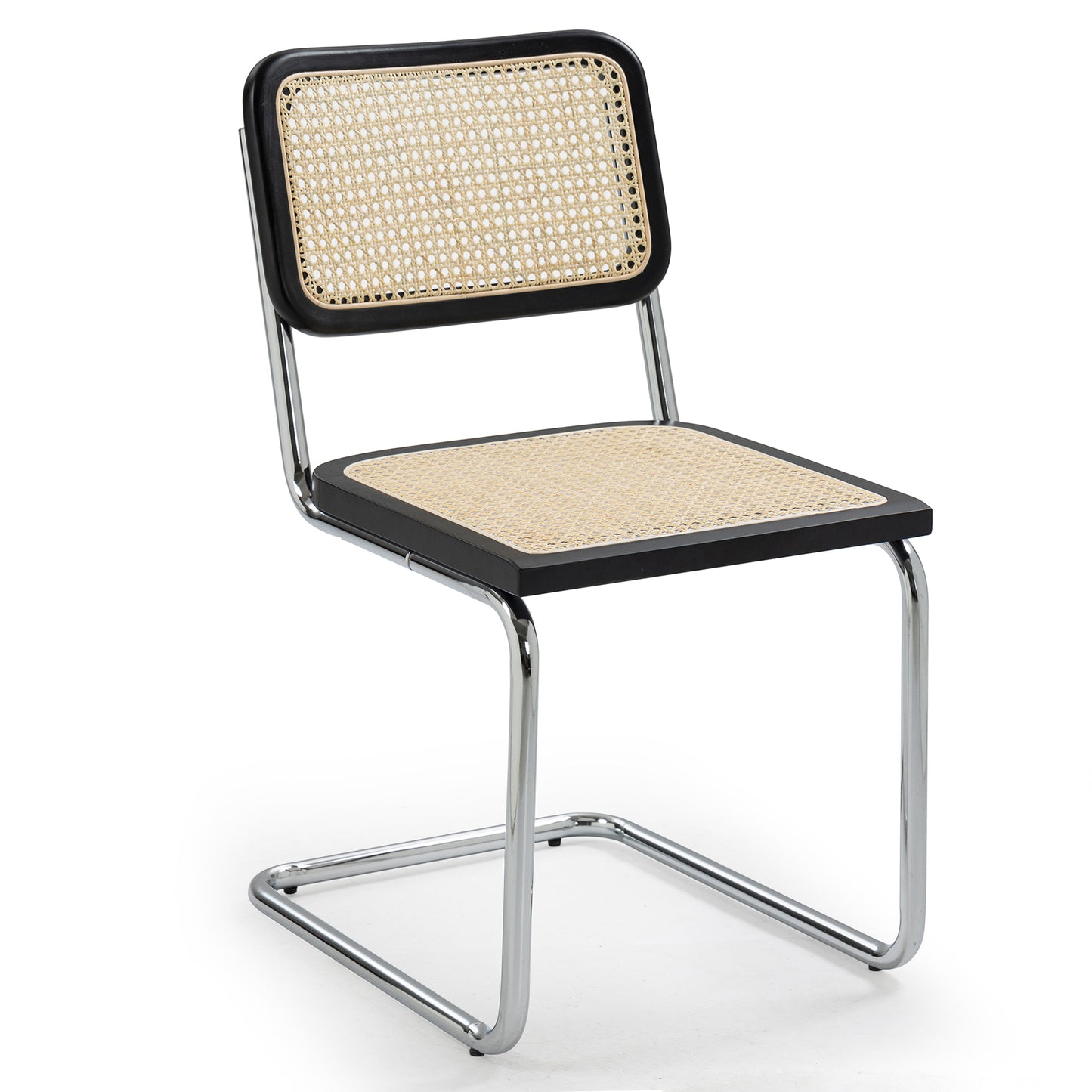 Set of 2 Barnaby Black Wooden Dining Chair with Chrome Legs