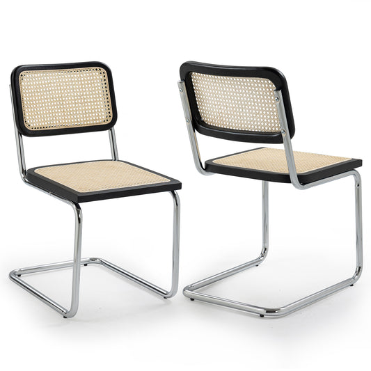 Set of 2 Barnaby Black Wooden Dining Chair with Chrome Legs