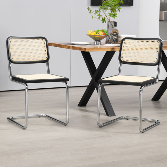 Set of 2 Barnaby Black Wooden Dining Chair with Chrome Legs