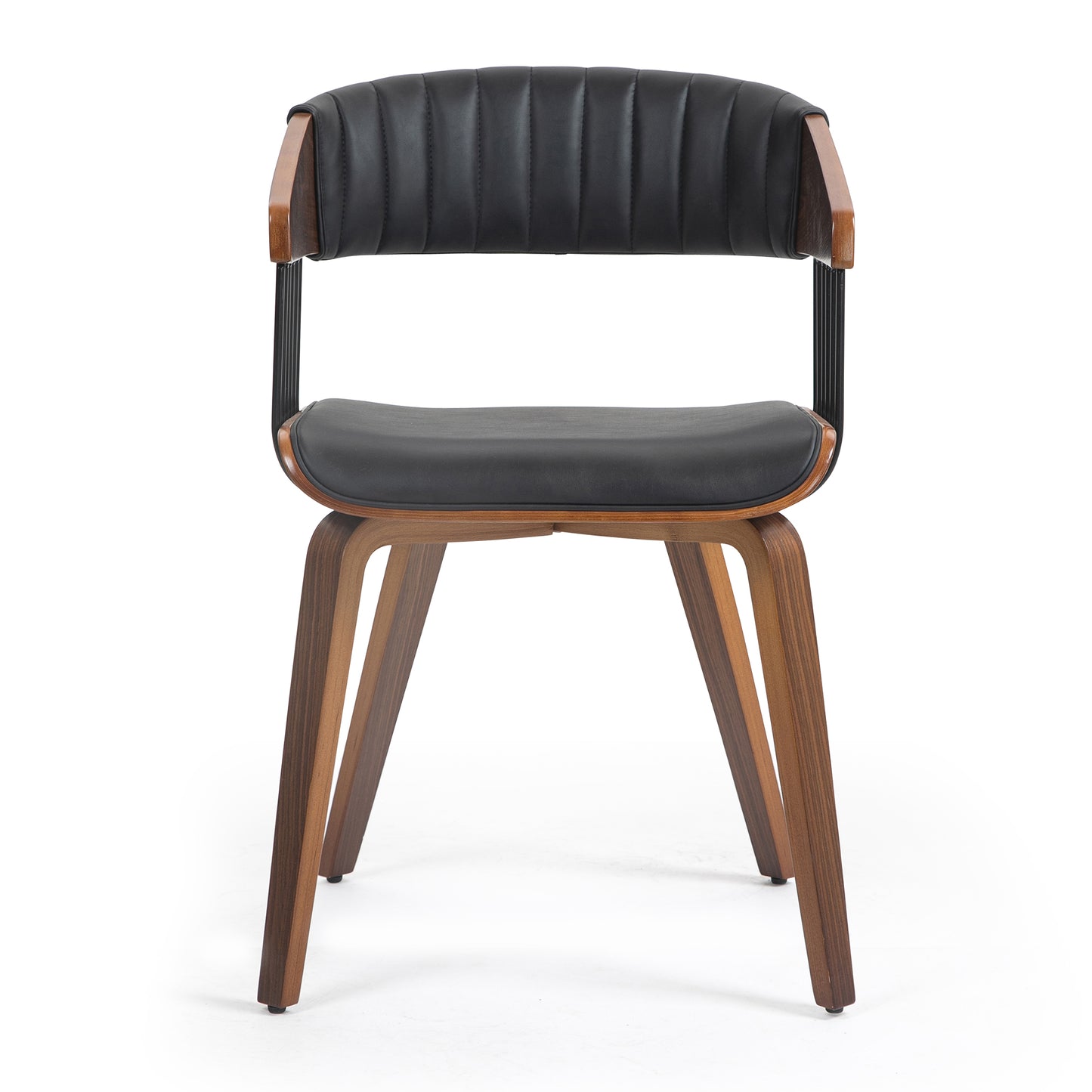 Beaumont Black Faux Leather Dining Chair with Walnut Wood Frame and Legs