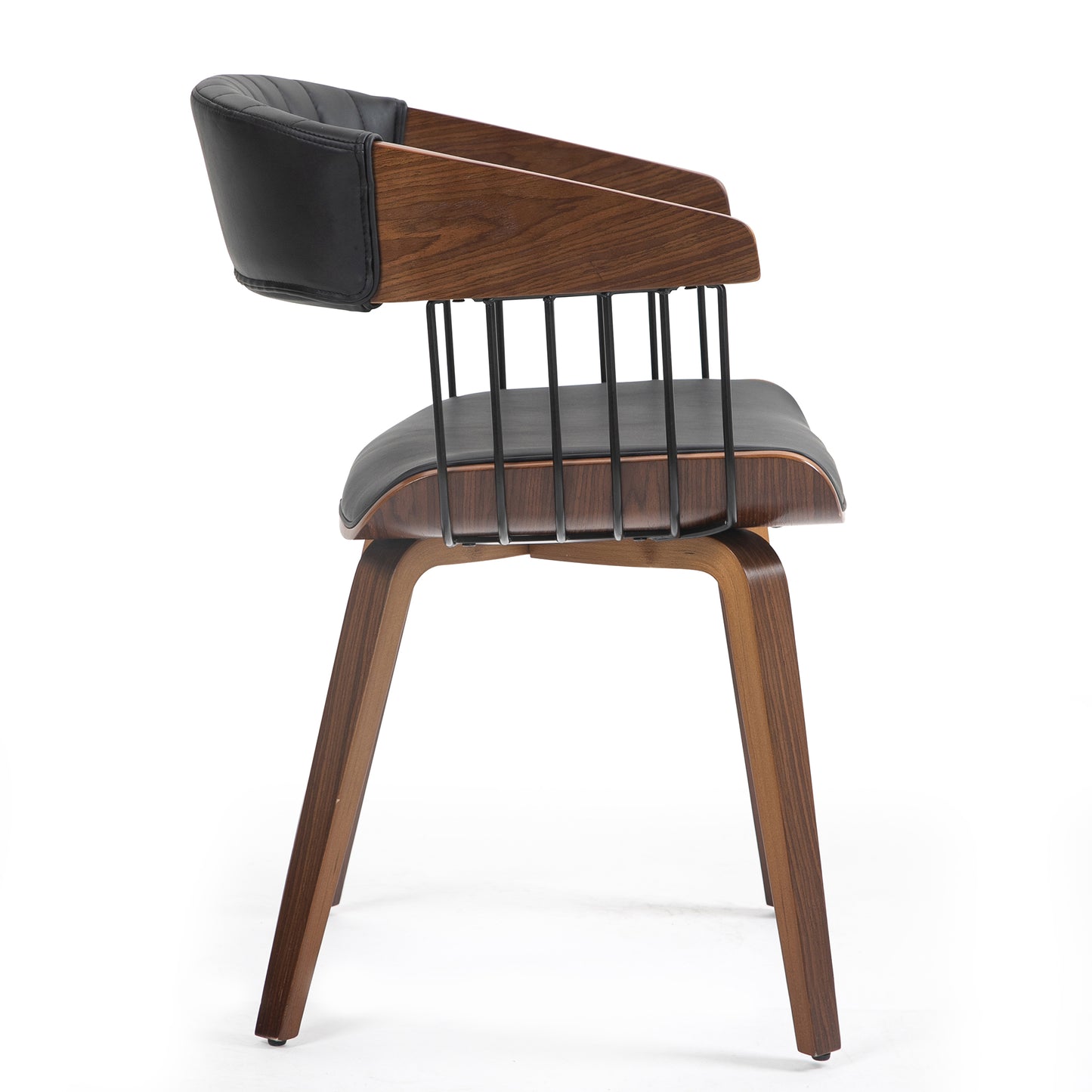 Beaumont Black Faux Leather Dining Chair with Walnut Wood Frame and Legs