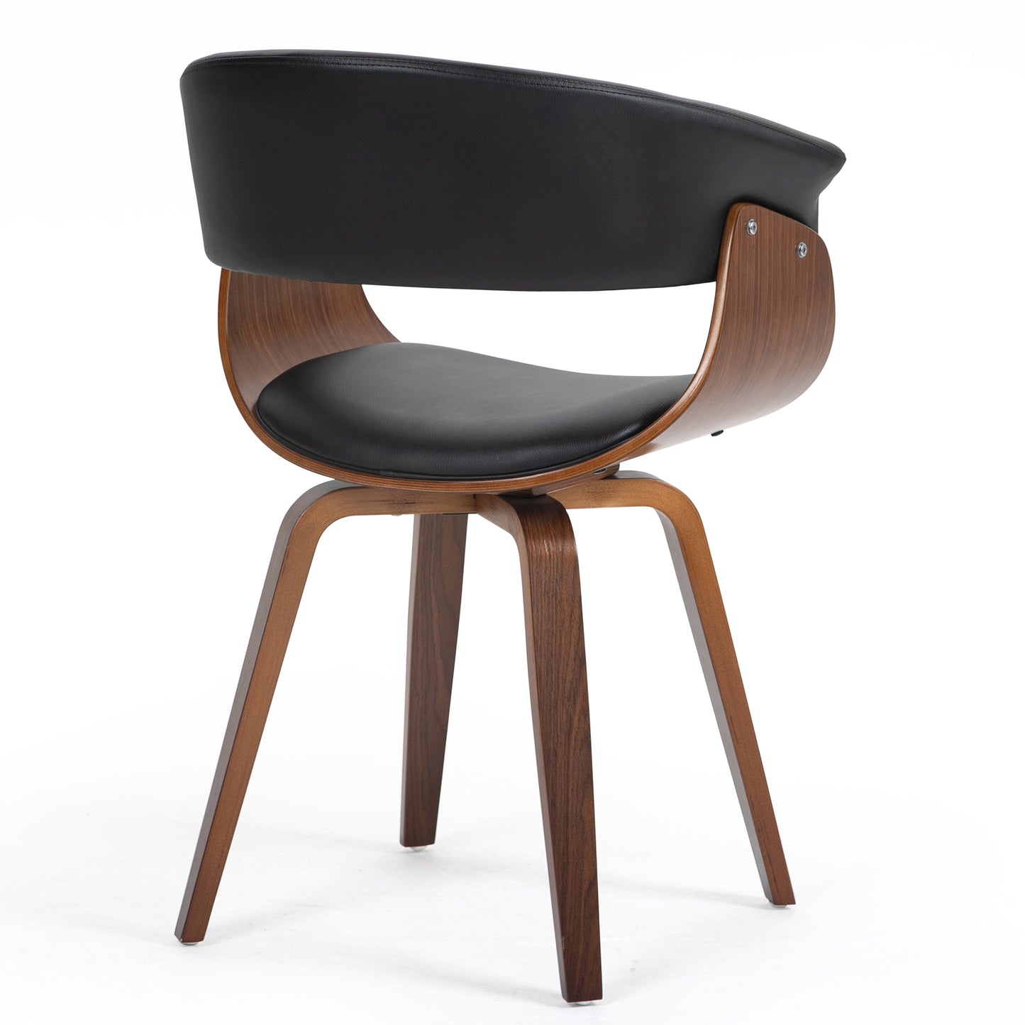 Beale Black Faux Leather Dining Chair with Walnut Wood Accent Legs