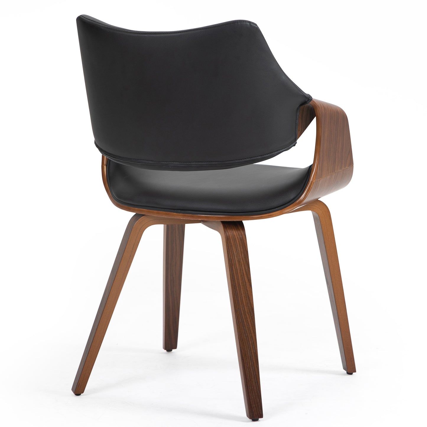 Set of 2 Beasley Black Faux Leather Dining Chair with Walnut Wood Legs