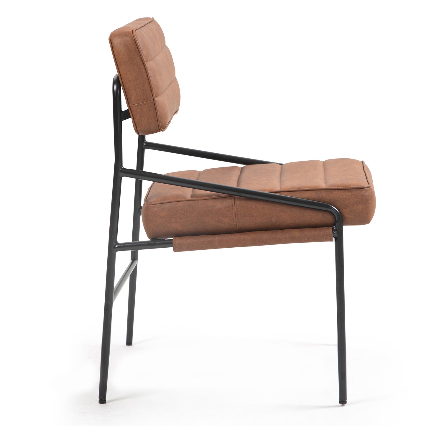 Becker Brown Faux Leather Dining Chair with Black Iron Legs