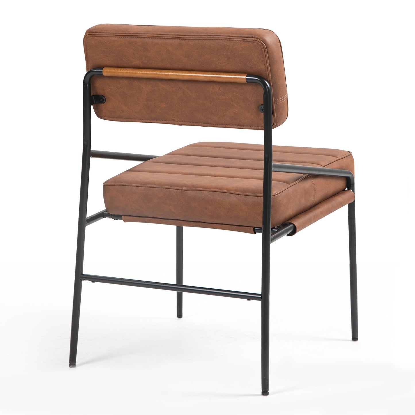 Becker Brown Faux Leather Dining Chair with Black Iron Legs