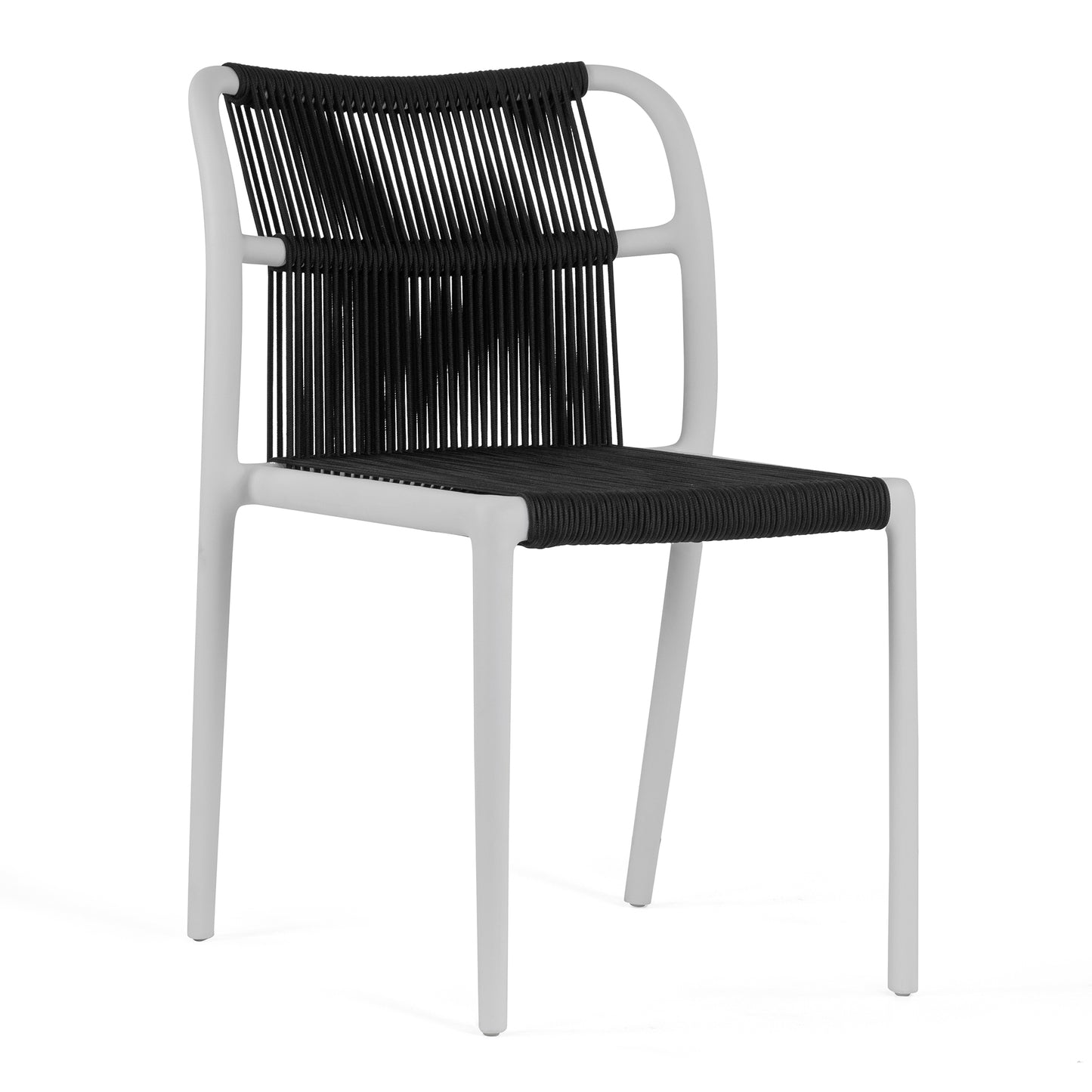 Set of 2 Belden Black Woven Rope Fabric Dining Chair with Plastic Frame