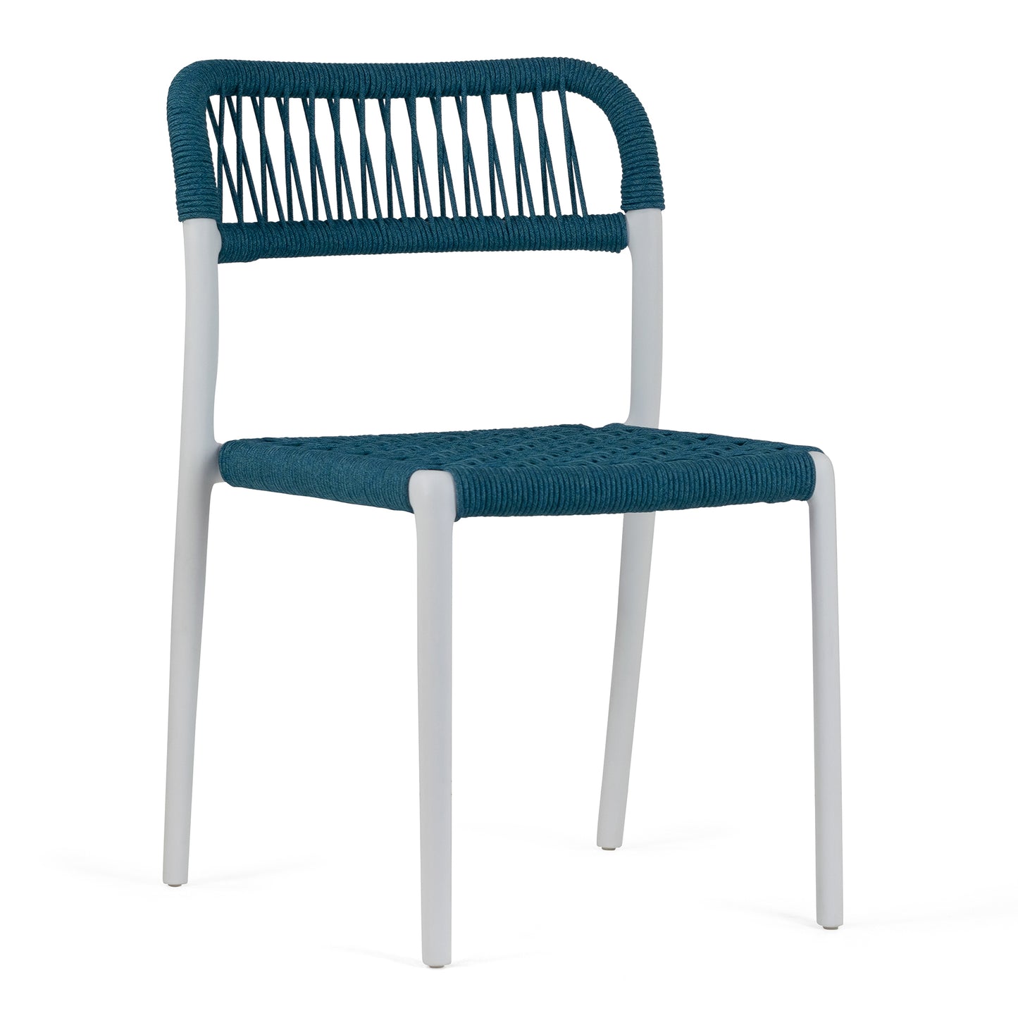 Set of 2 Belen Blue Woven Rope Fabric Dining Chair with Plastic Frame