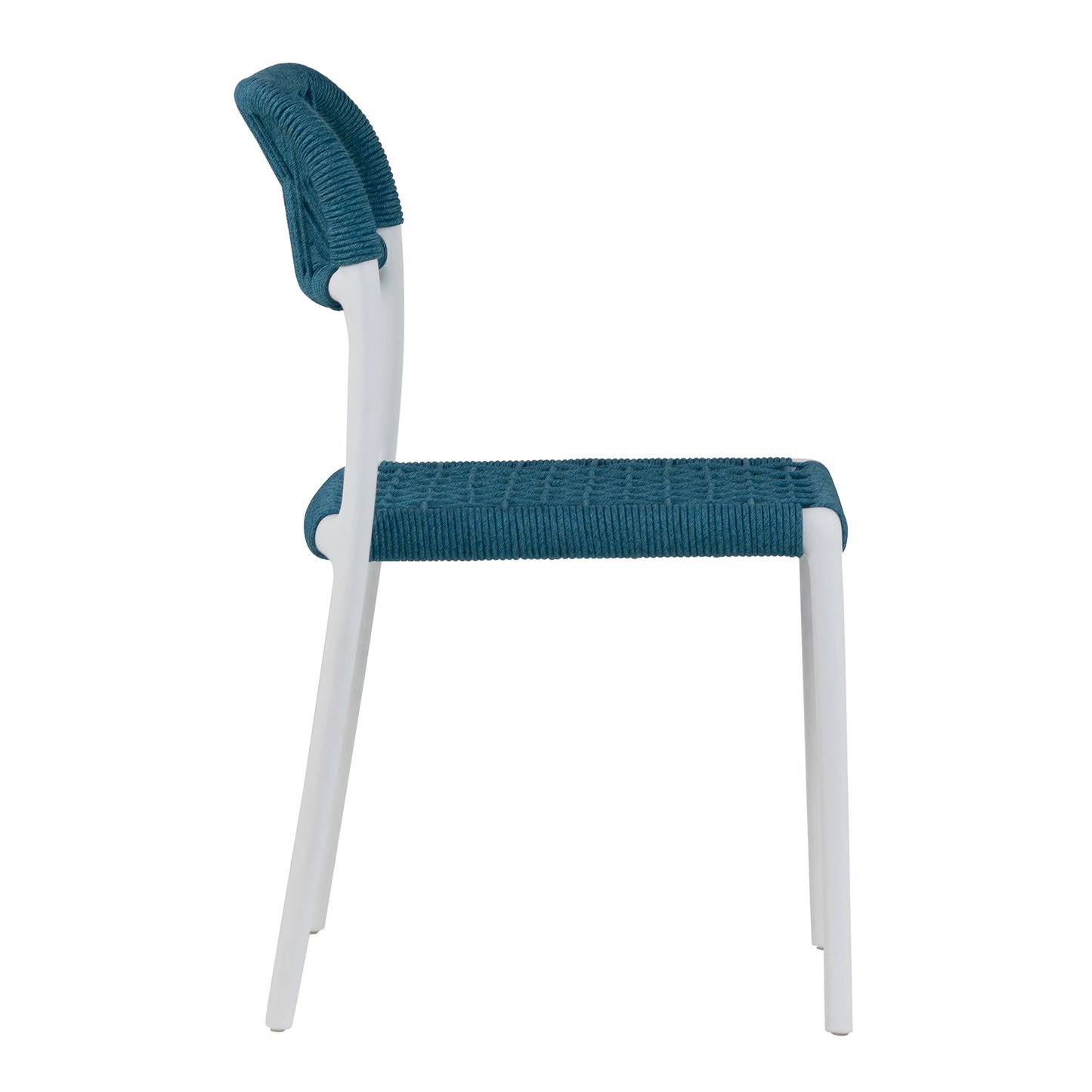 Set of 2 Belen Blue Woven Rope Fabric Dining Chair with Plastic Frame