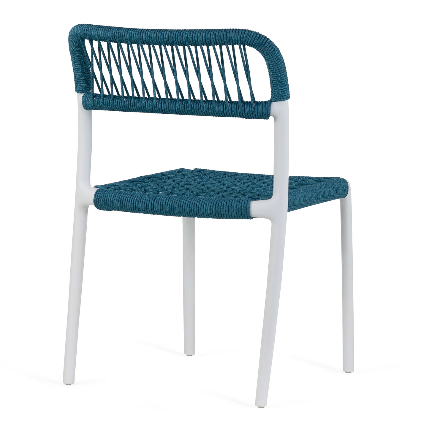 Set of 2 Belen Blue Woven Rope Fabric Dining Chair with Plastic Frame