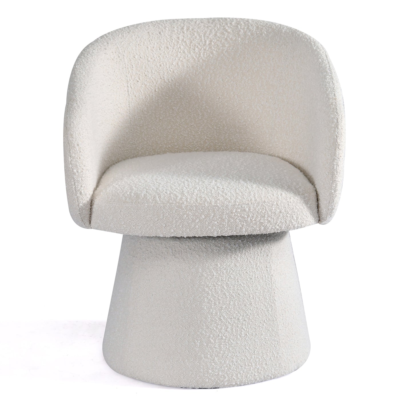 Belle White Boucle Fabric Dining Chair with Swivel Base