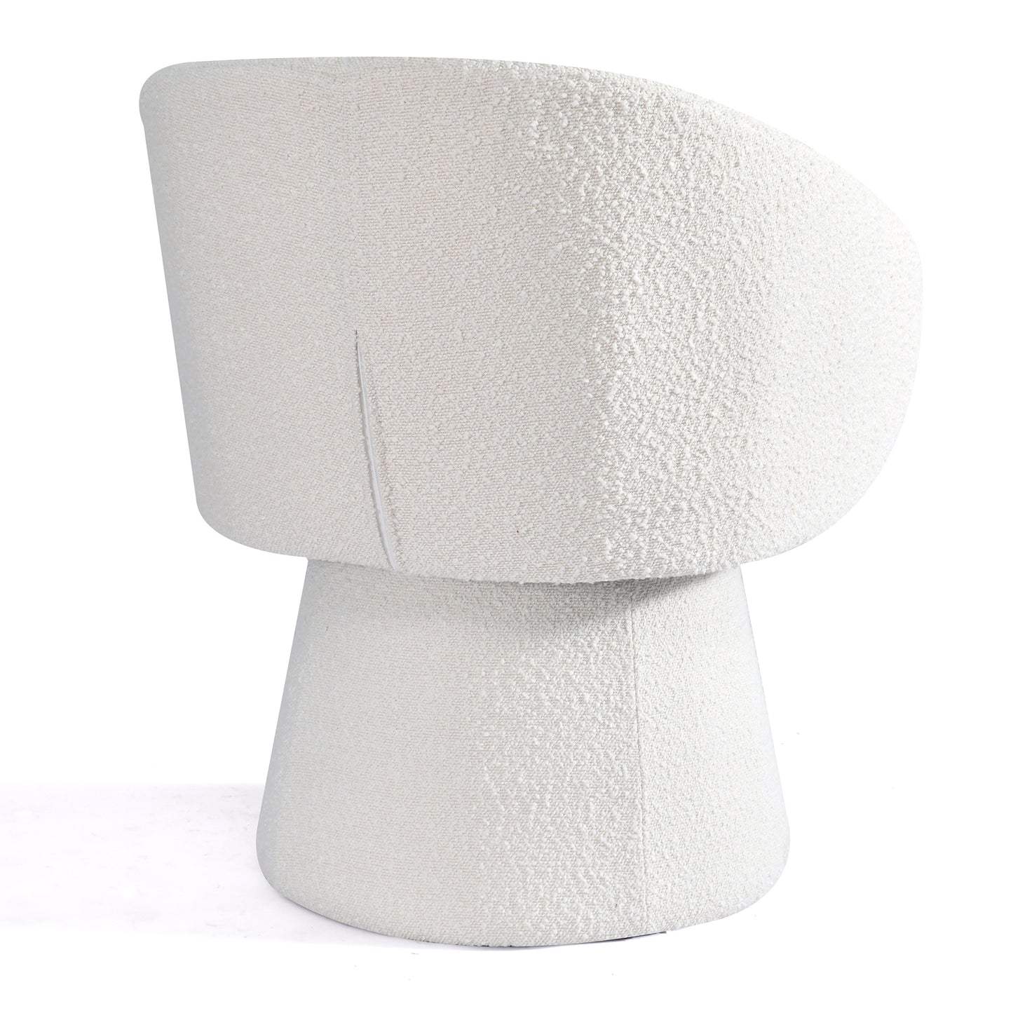 Belle White Boucle Fabric Dining Chair with Swivel Base