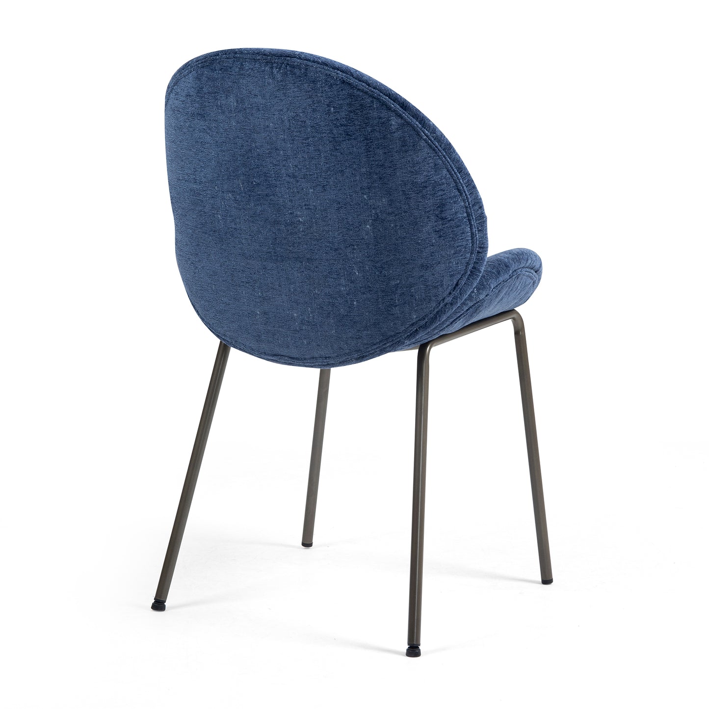 Set of 2 Benedetta Blue Linen Upholstered Dining Chair with Black Iron Legs