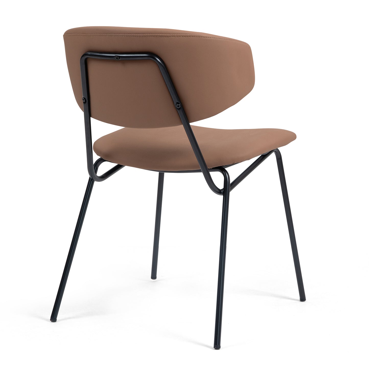 Set of 2 Benito Brown Faux Leather Dining Chair with Black Iron Legs