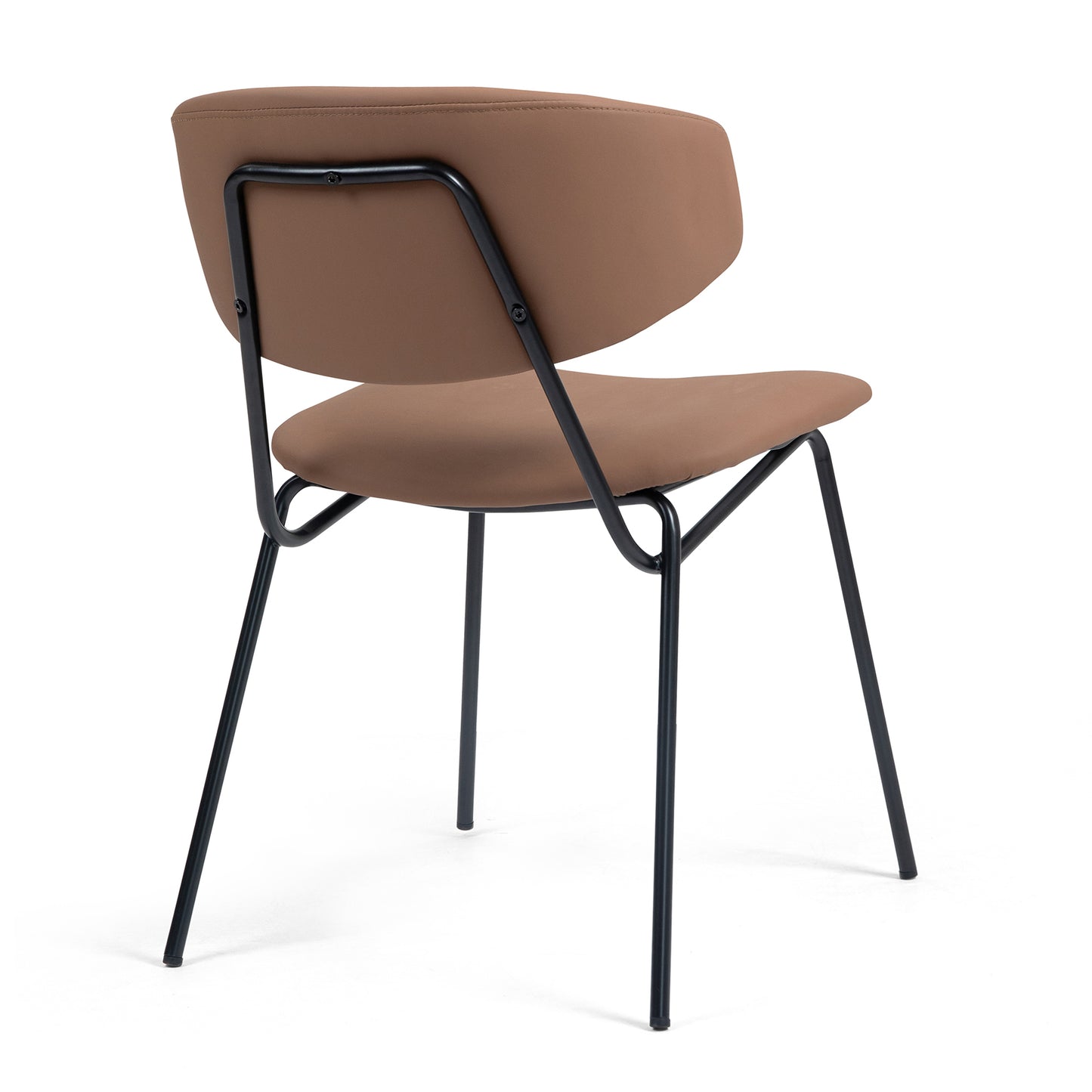 Set of 2 Benito Brown Faux Leather Dining Chair with Black Iron Legs