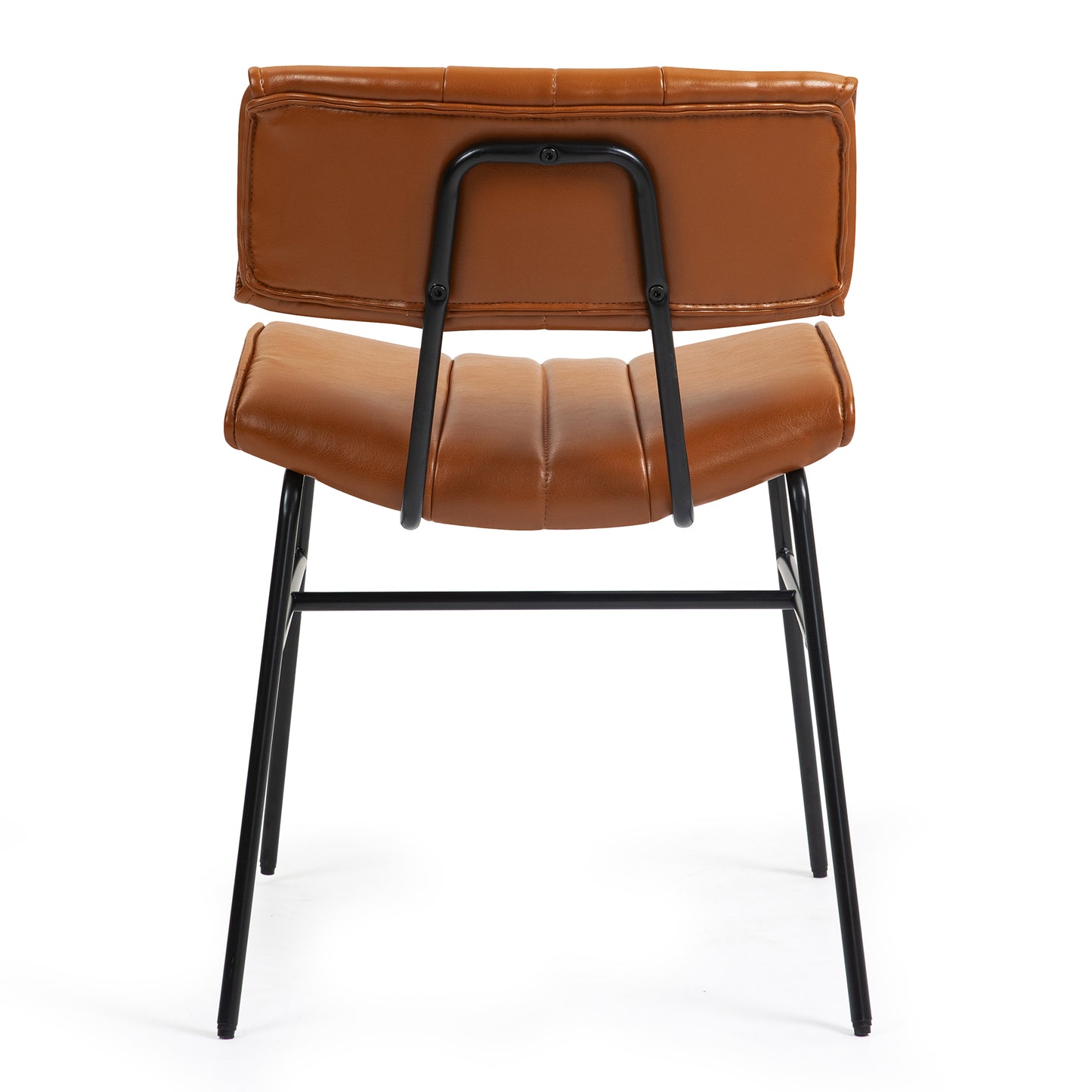 Set of 2 Belicia Brown Faux Leather Dining Chair with Black Metal Legs