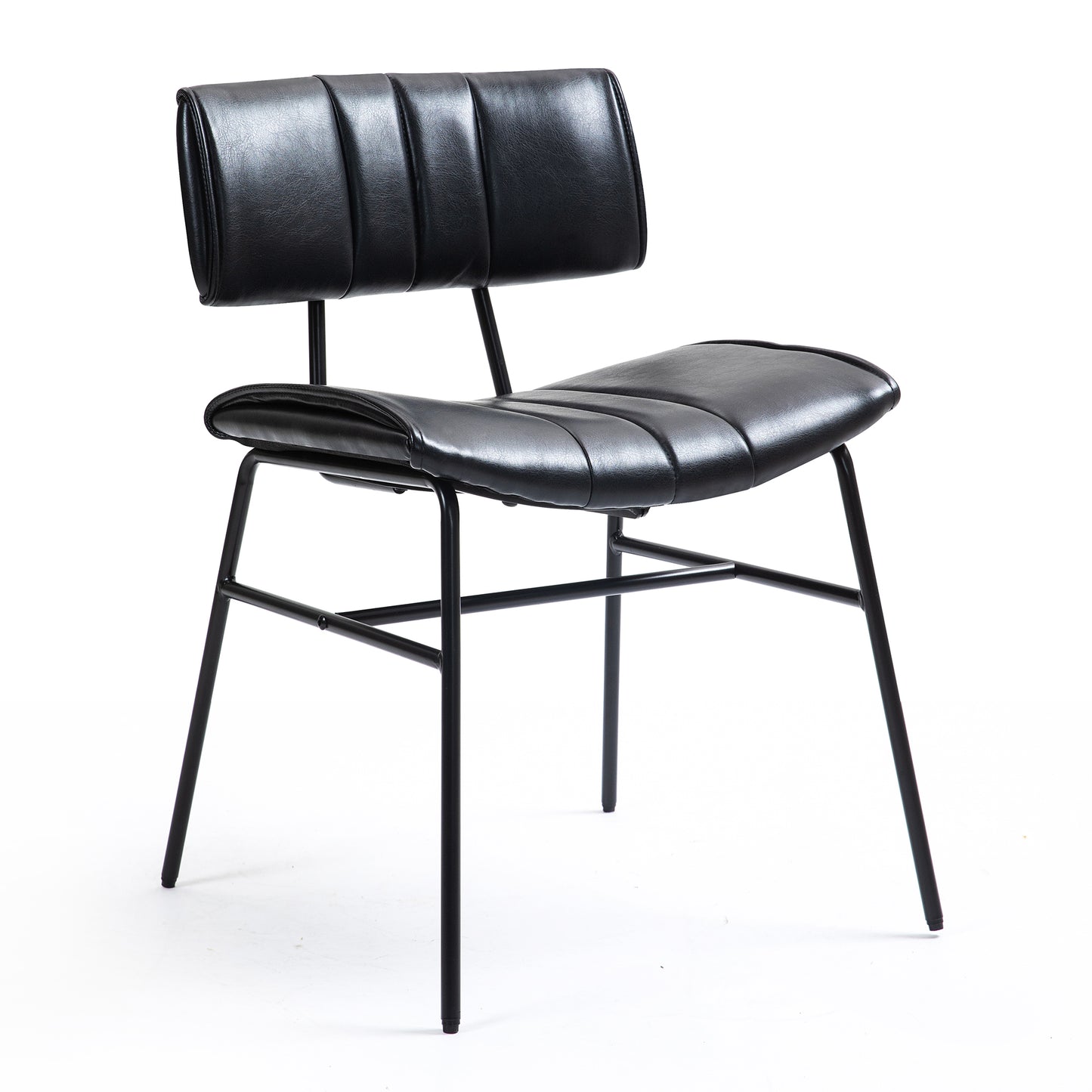 Set of 2 Belicia Black Faux Leather Dining Chair with Black Metal Legs