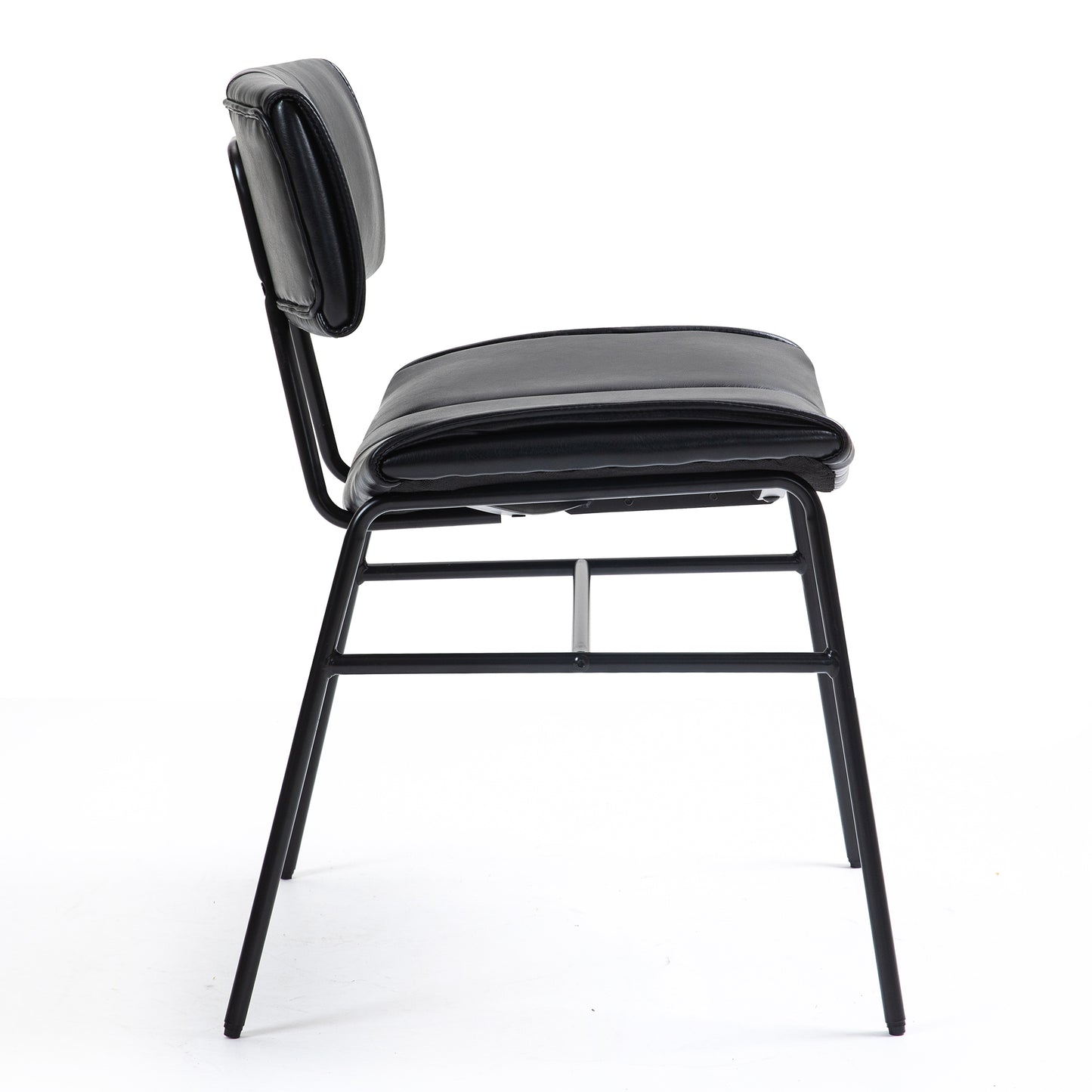 Set of 2 Belicia Black Faux Leather Dining Chair with Black Metal Legs