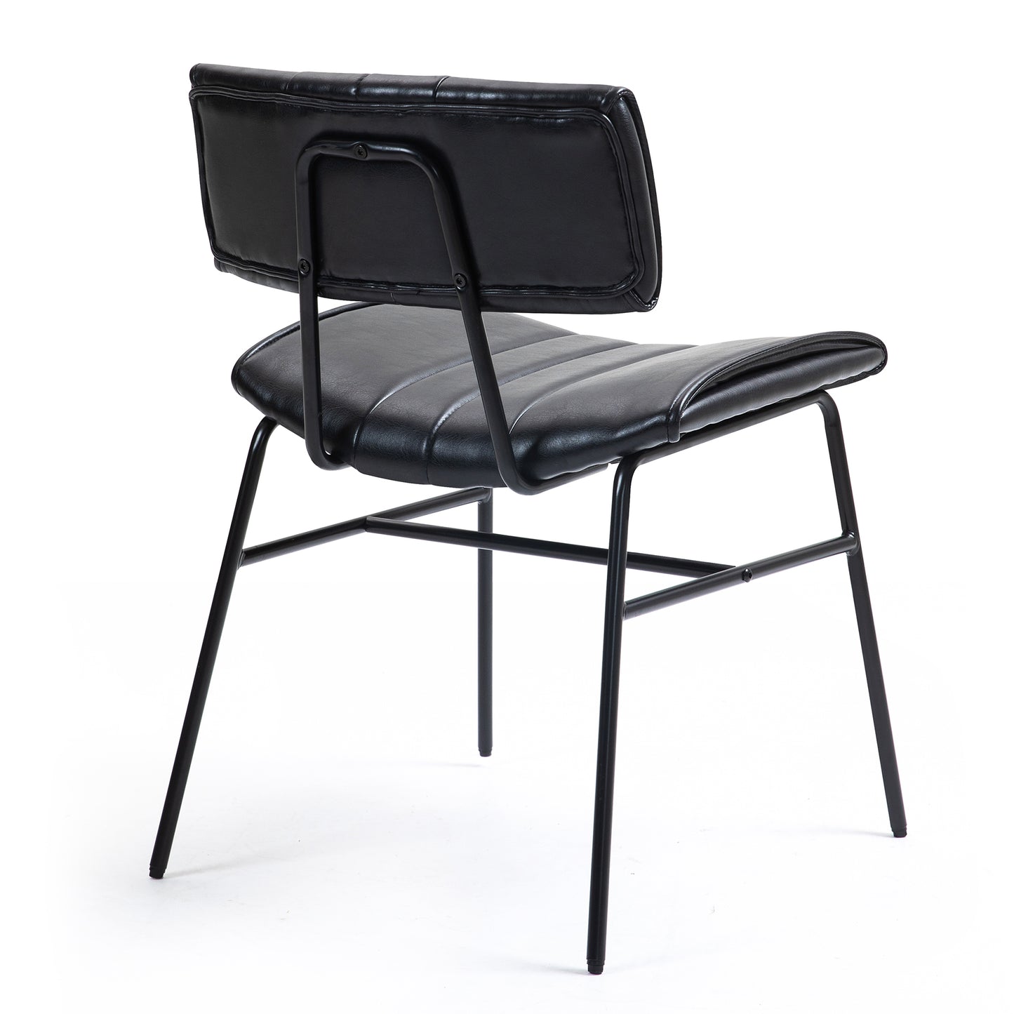 Set of 2 Belicia Black Faux Leather Dining Chair with Black Metal Legs