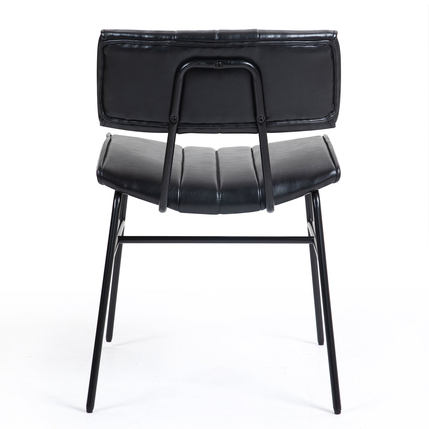 Set of 2 Belicia Black Faux Leather Dining Chair with Black Metal Legs