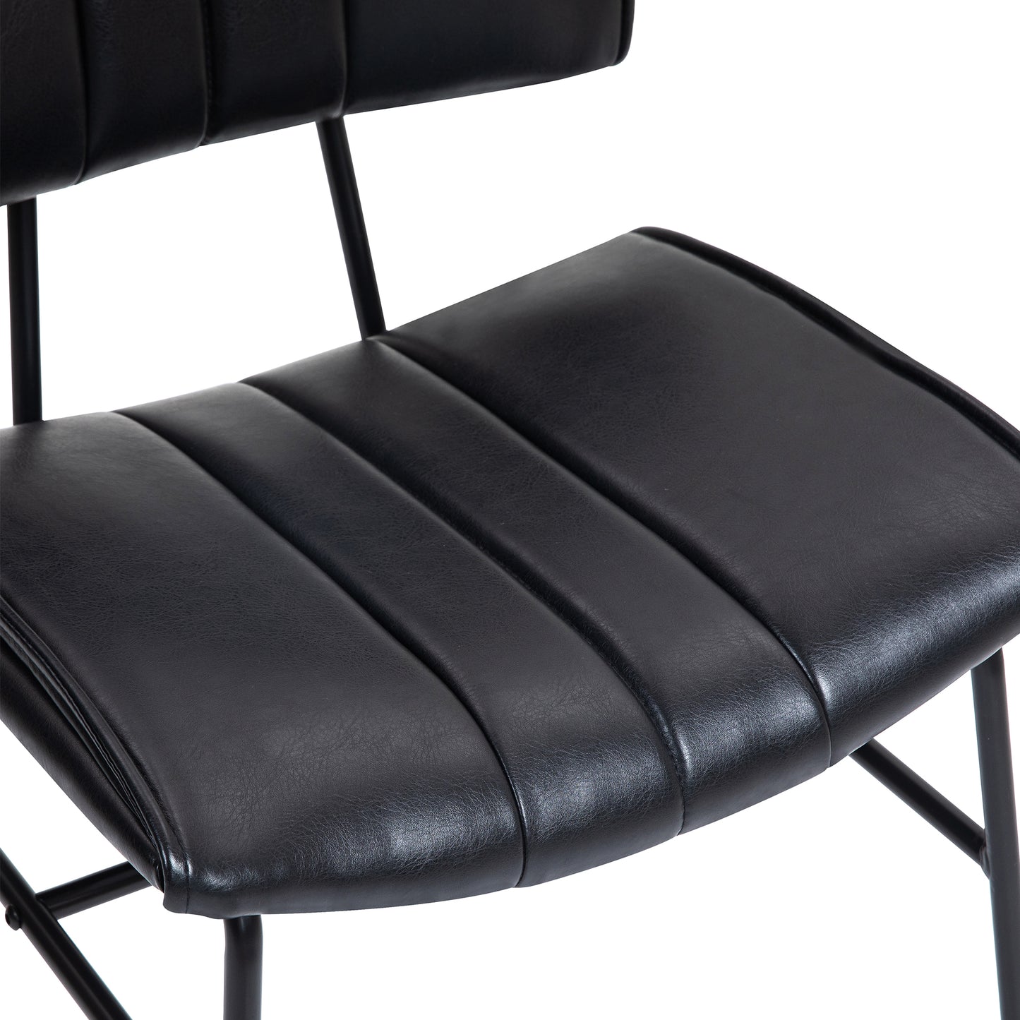 Set of 2 Belicia Black Faux Leather Dining Chair with Black Metal Legs