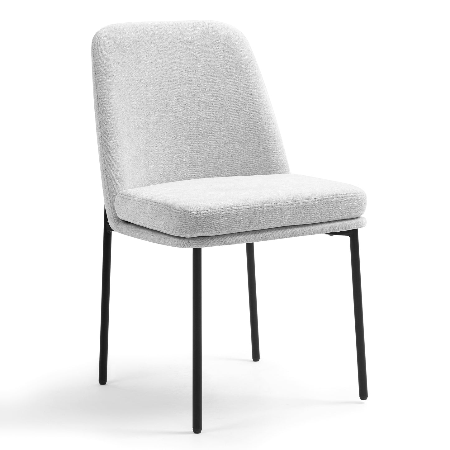 Set of 2 Belindo Gray Fabric Dining Chair with Black Metal Legs