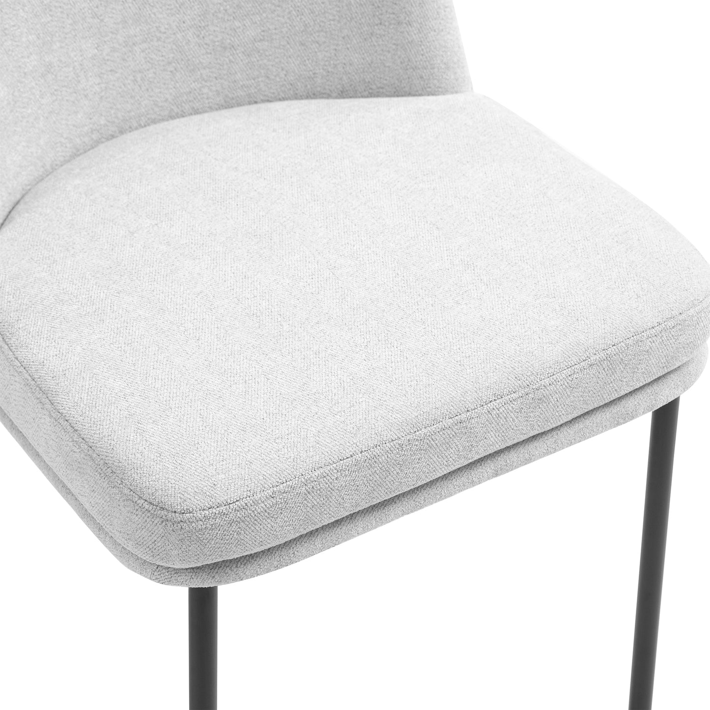 Set of 2 Belindo Gray Fabric Dining Chair with Black Metal Legs