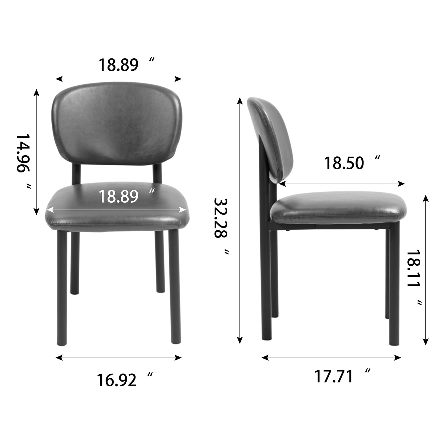 Set of 2 Berdine Light Brown Faux Leather Upholstered Dining Chair with Black Iron Legs