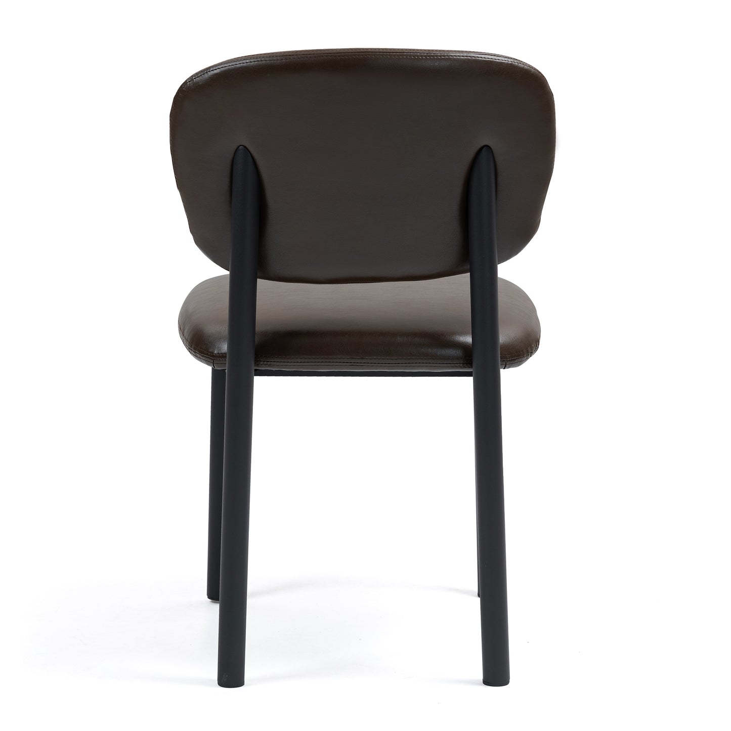Set of 2 Berdine Dark Brown Faux Leather Upholstered Dining Chair with Black Iron Legs