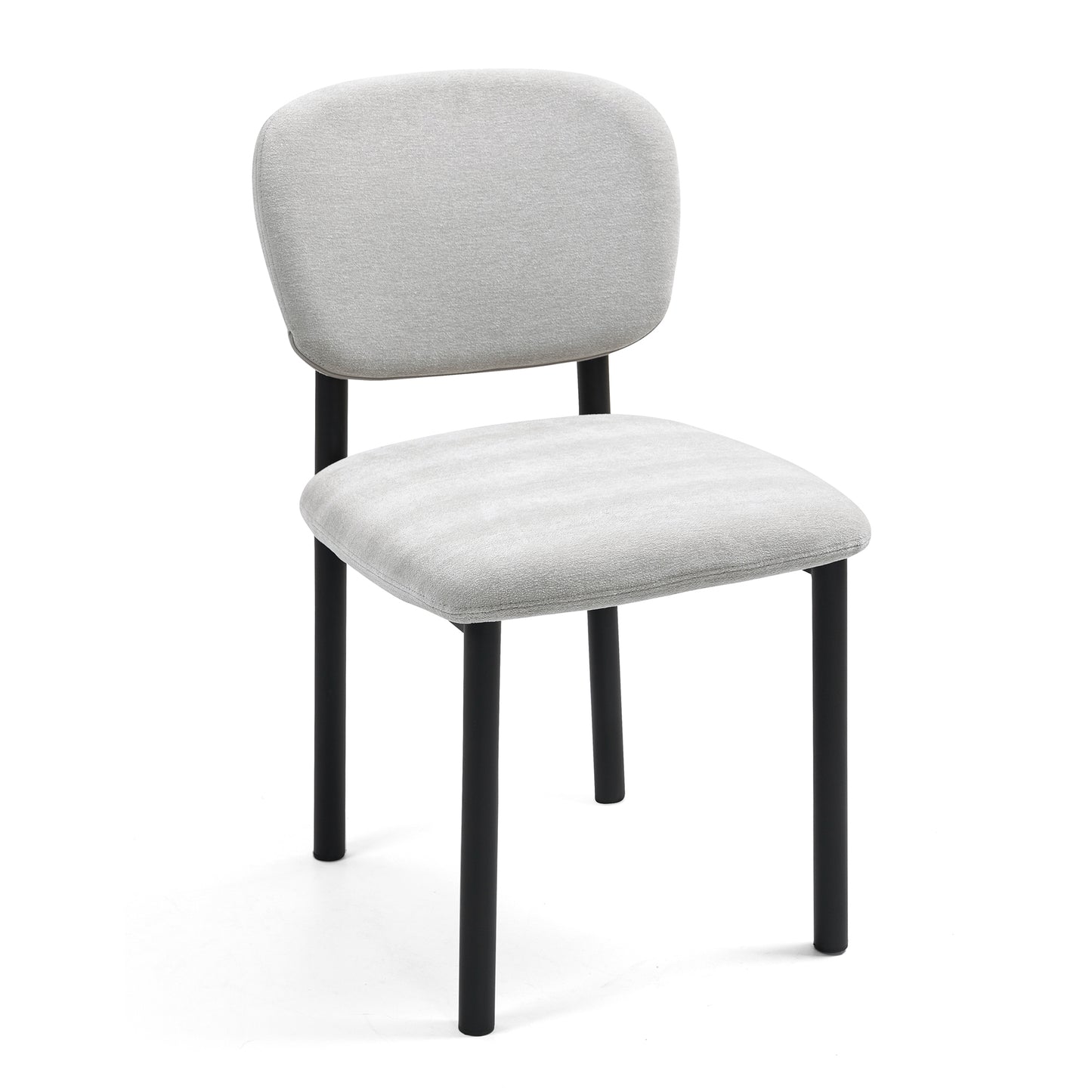 Set of 2 Beren Beige Upholsterd Fabric Dining Chair with Iron Legs