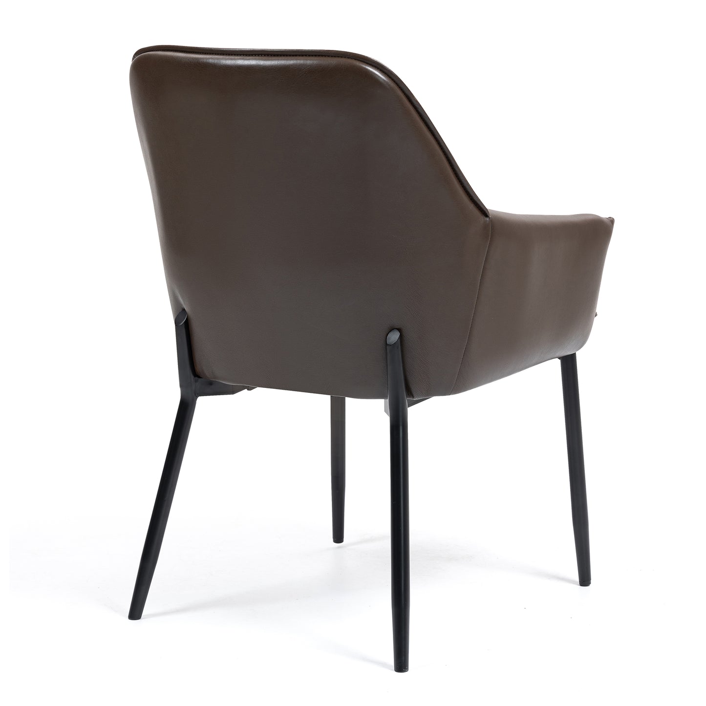 Set of 2 Berenice Dark Brown Faux Leather Upholstered Dining Chair with Black Iron Legs
