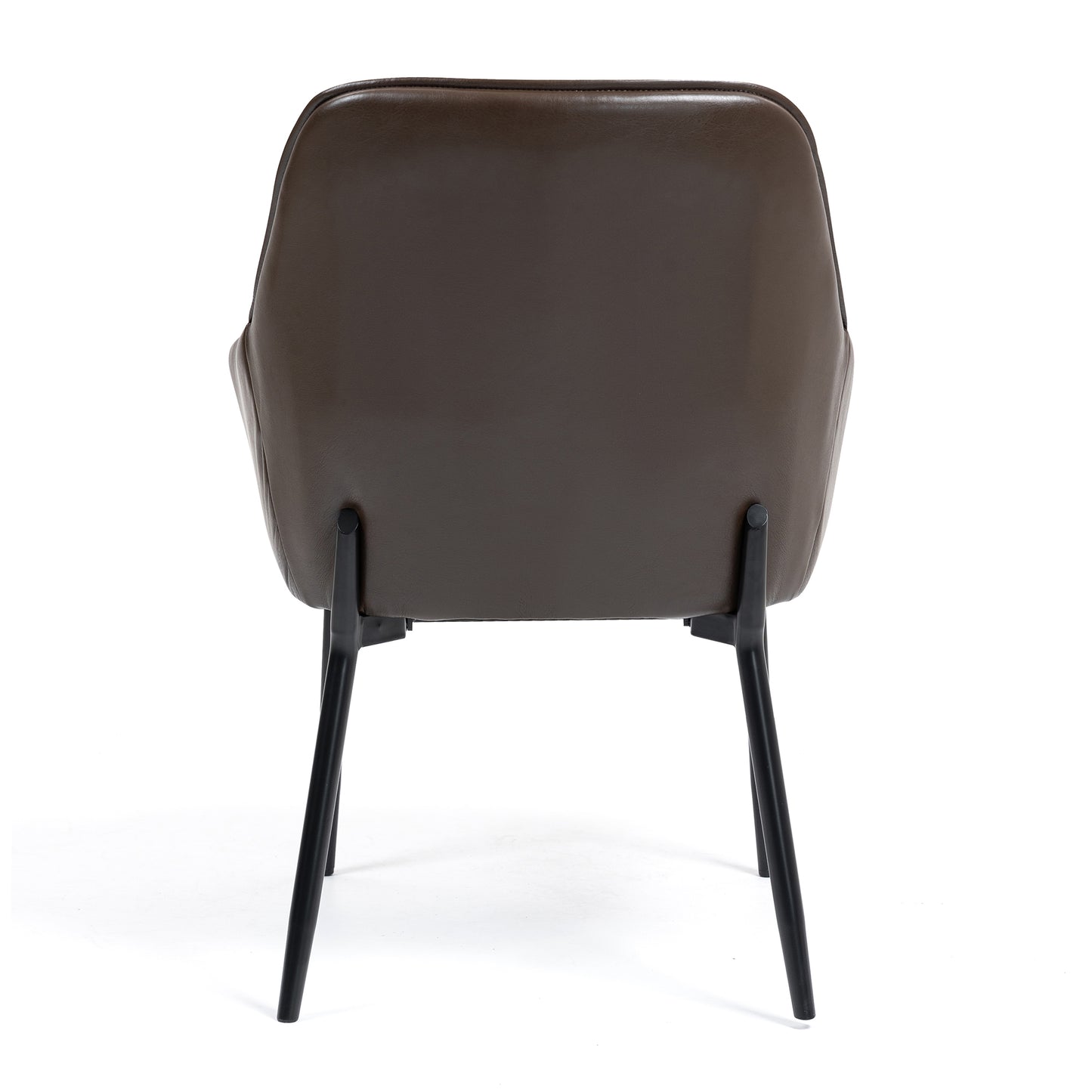 Set of 2 Berenice Dark Brown Faux Leather Upholstered Dining Chair with Black Iron Legs