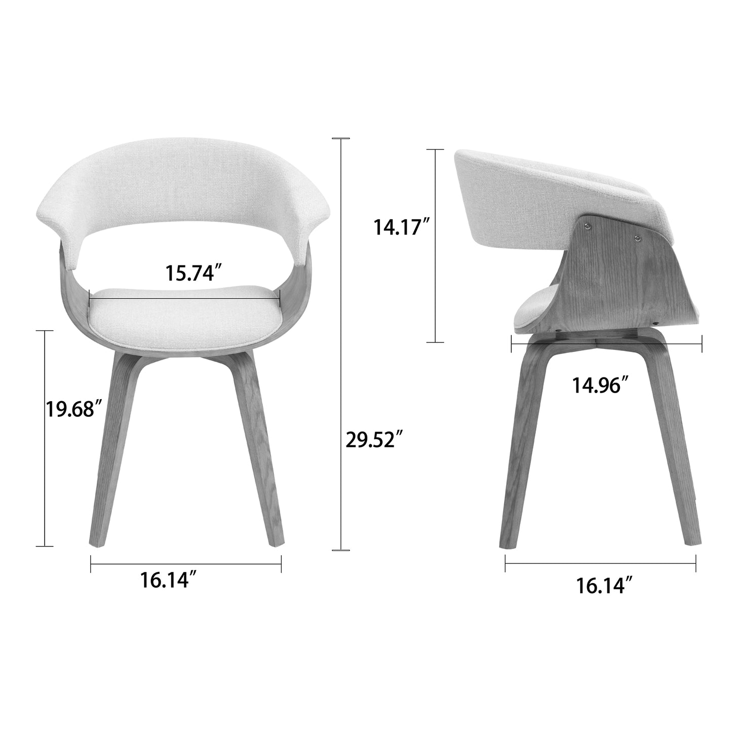 Berkeley Beige Upholstered Fabric Dining Chair with Natural Wood Accent Legs