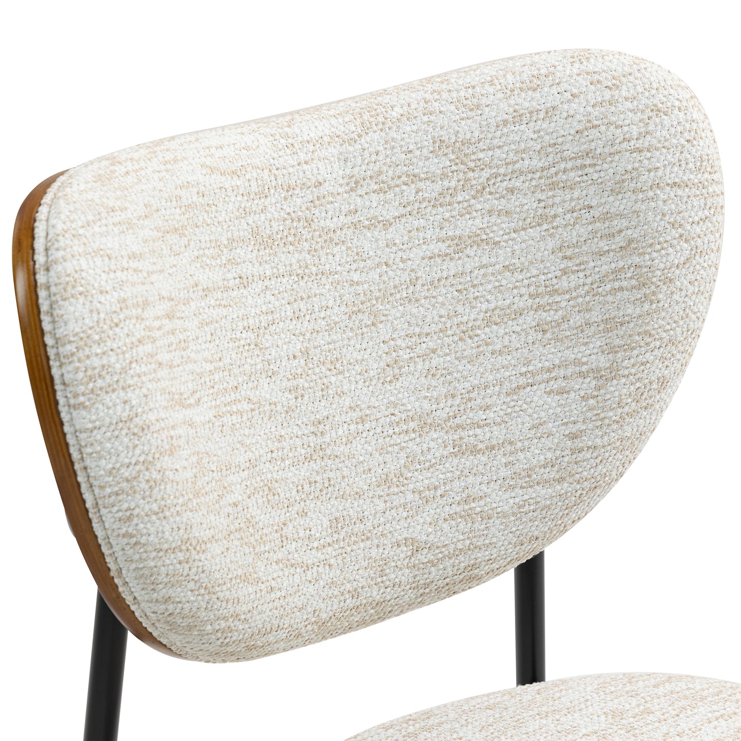 Set of 2 Bethel Beige Washed Woven Fabric Dining Chair with Black Metal Legs