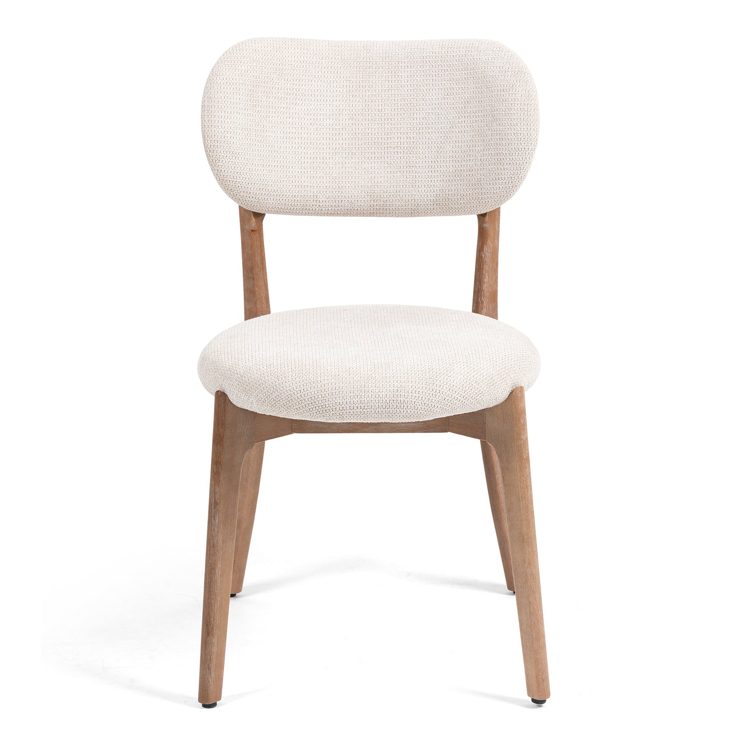 Set of 2 Bernardo Beige Washed Woven Fabric Dining Chair with Natural Wood Legs