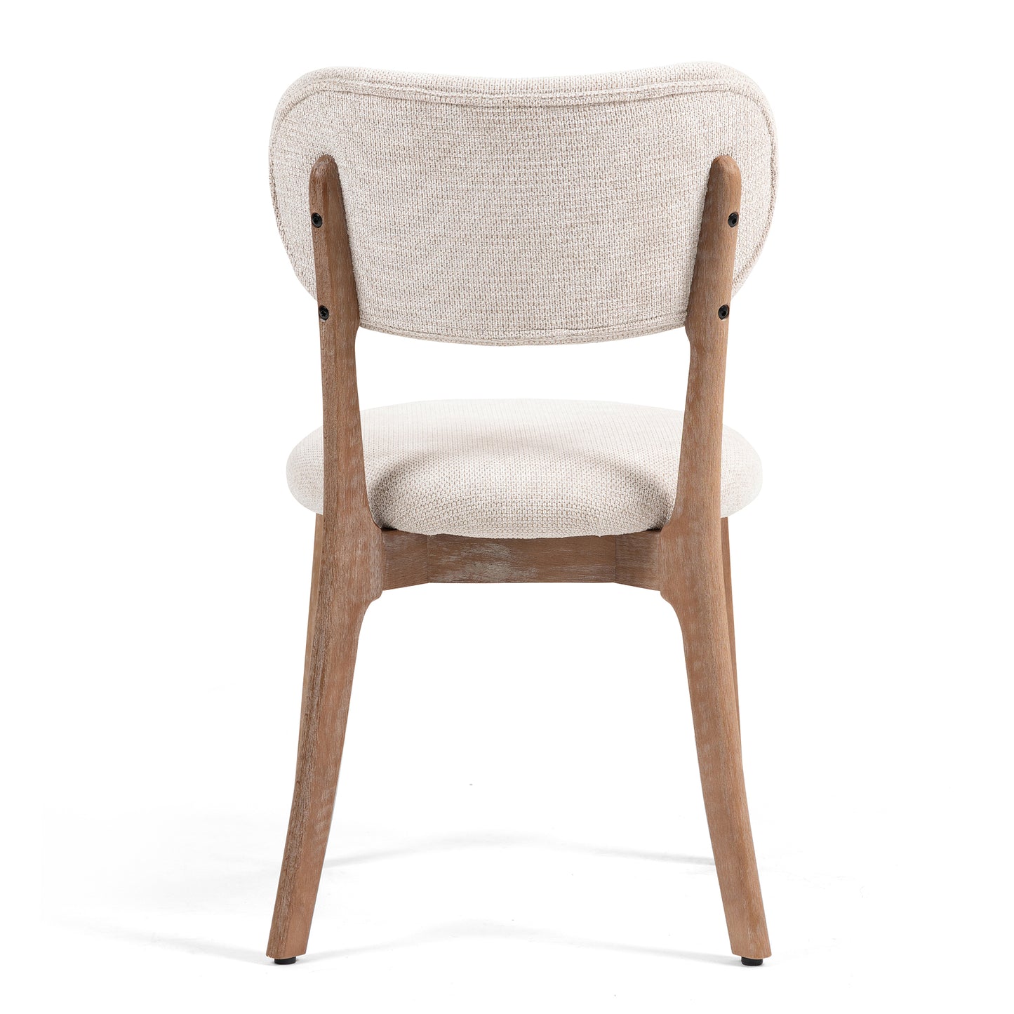 Set of 2 Bernardo Beige Washed Woven Fabric Dining Chair with Natural Wood Legs