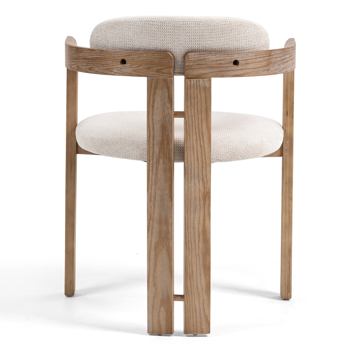 Set of 2 Berne Beige Washed Fabric Dining Chair with Natural Wood Arms and Legs