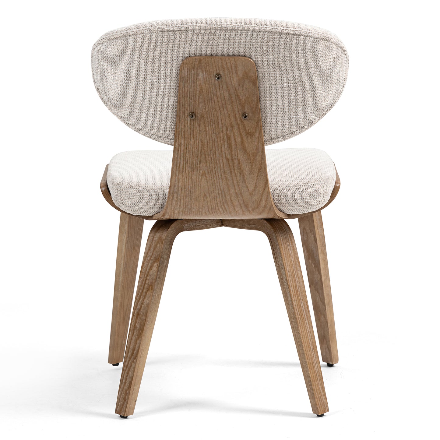 Set of 2 Bernique Beige Washed Woven Fabric Dining Chair with Natural Wood Legs