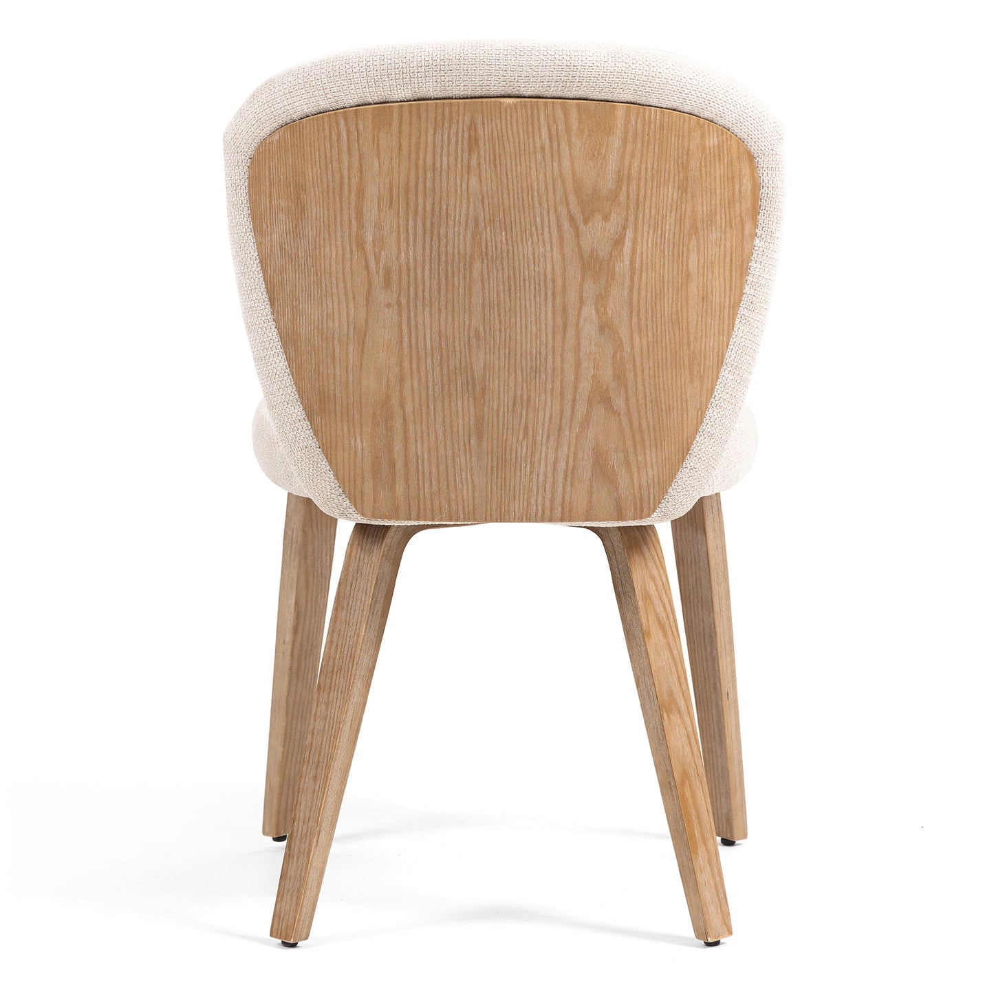 Set of 2 Bernt Beige Washed Woven Fabric Dining Chair with Natural Wood Legs