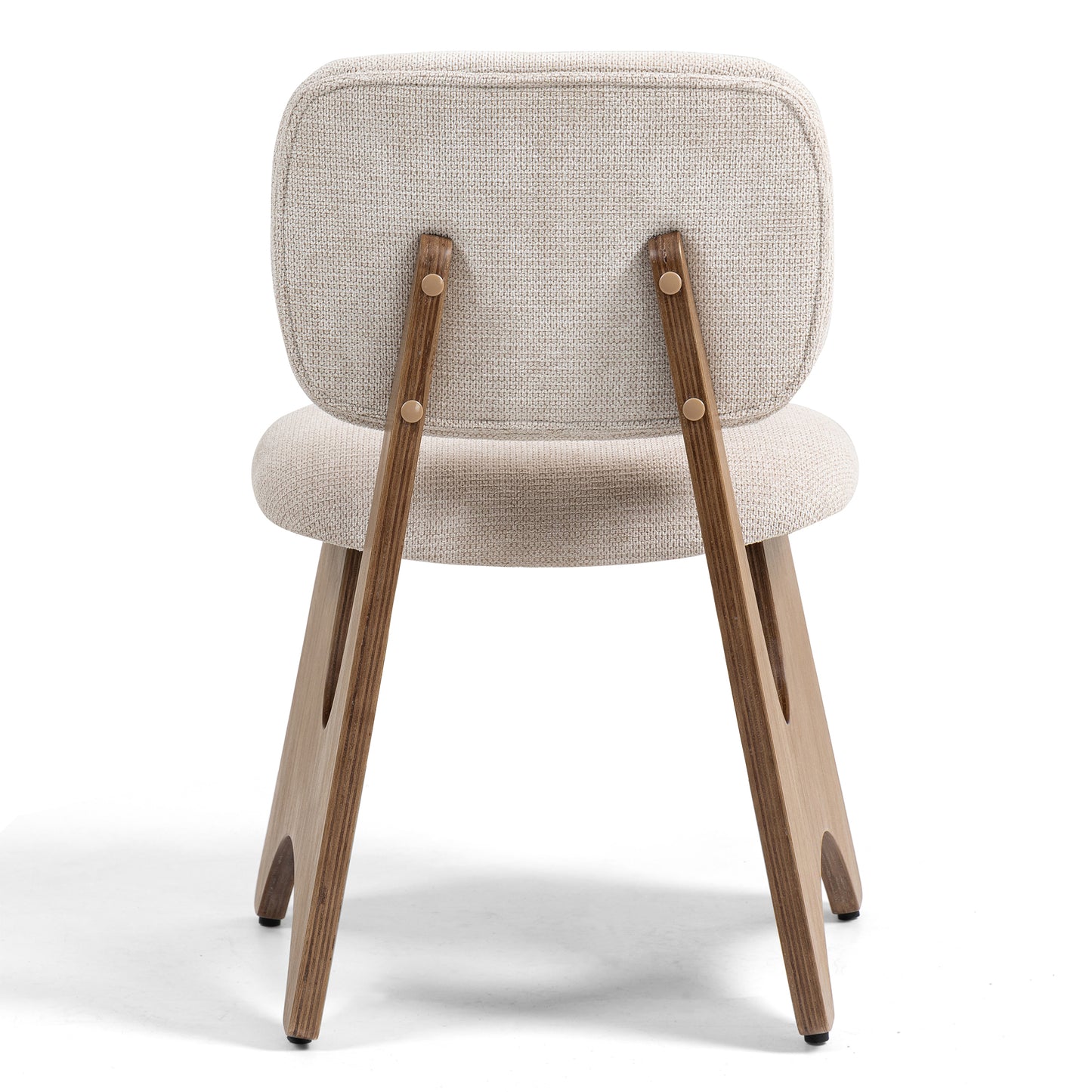 Bertille Beige Washed Woven Fabric Chair with Accent Walnut Legs
