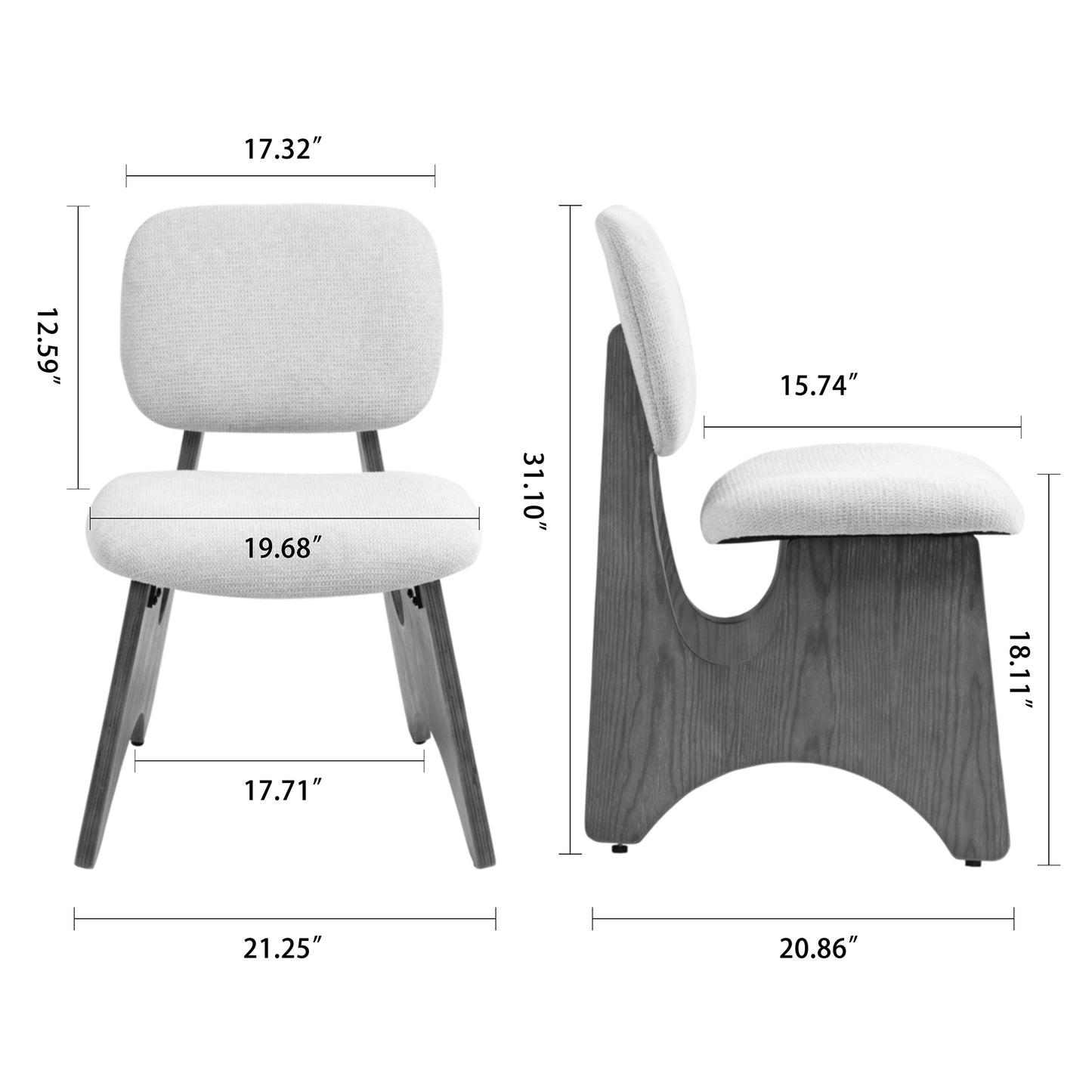 Bertille Beige Washed Woven Fabric Dining Chair with Accent Walnut Legs