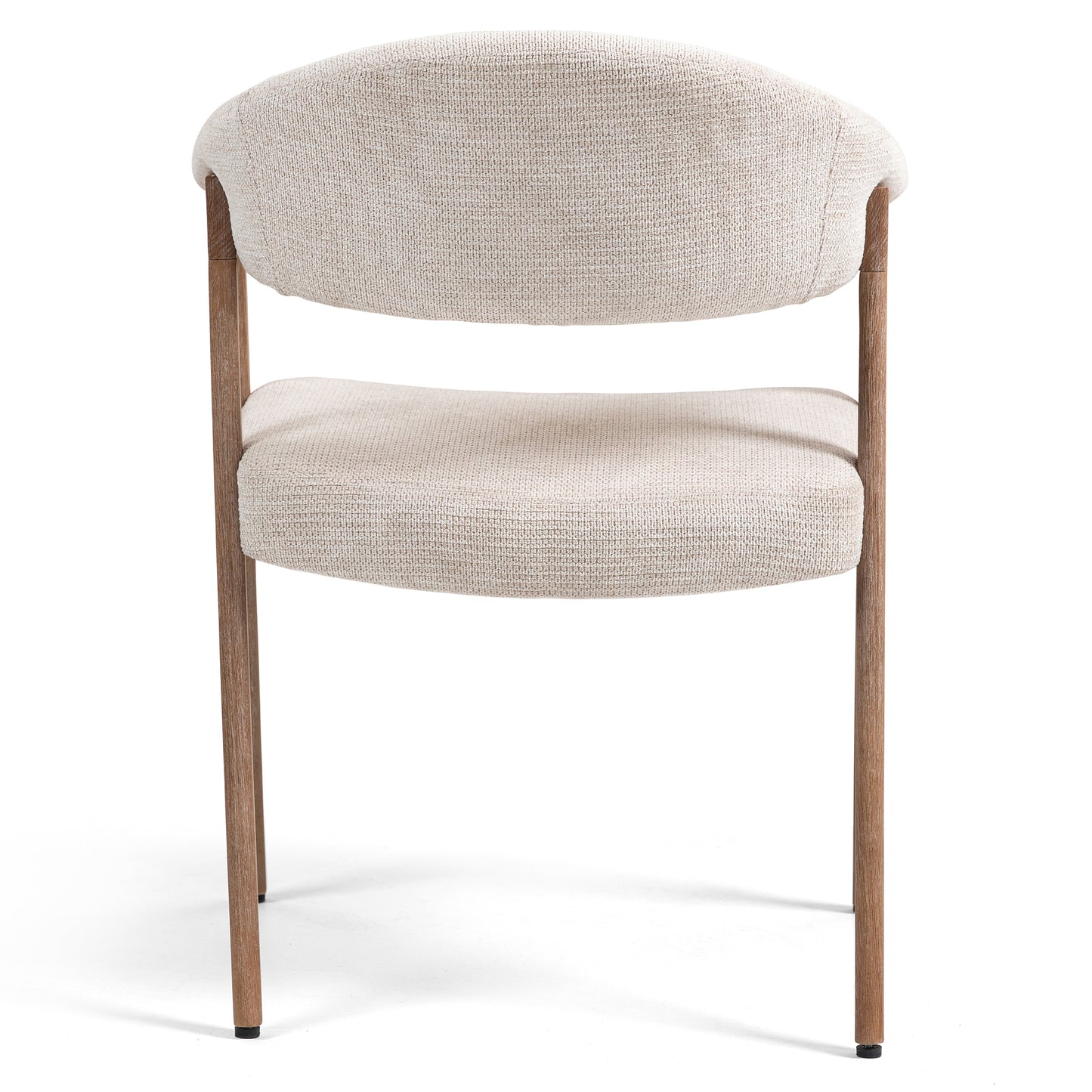 Berwyn Beige Washed Woven Fabric Dining Chair with Walnut Wood Accent Arms and Legs