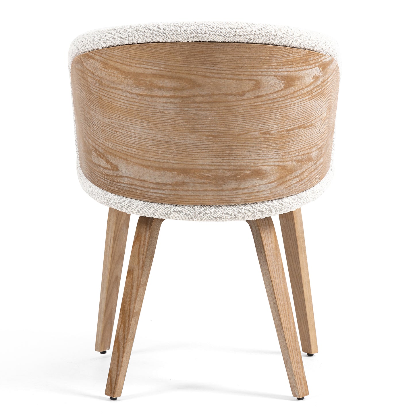 Set of 2 Beryl White Washed Boucle Fabric Dining Chair with Natural Wood Legs