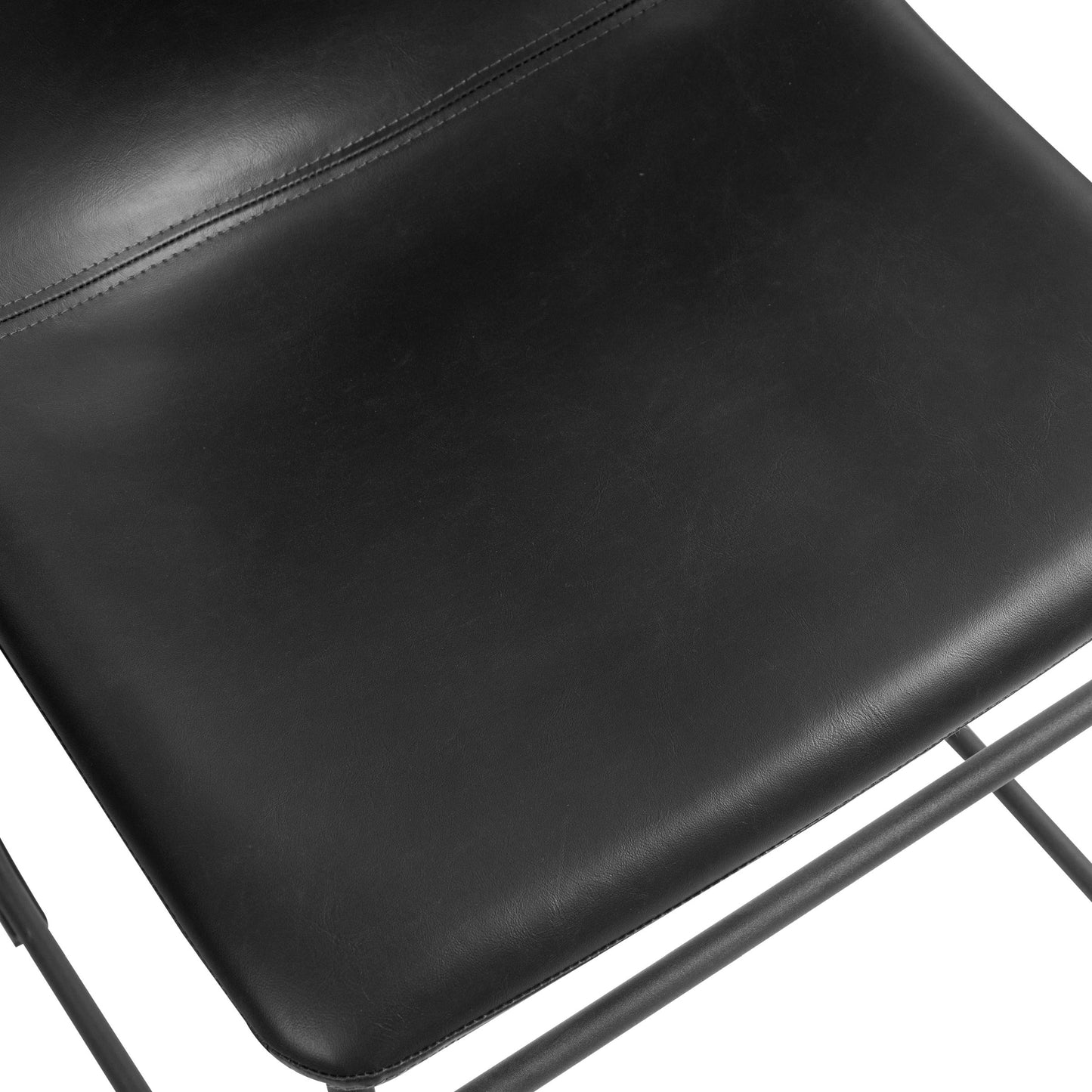 Set of 2 Adan Iron Frame Black Faux Leather Dining Chair