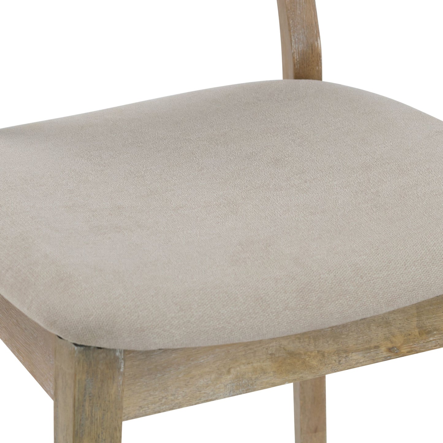 Set of 2 Astin Washed Wood Chair with Beige Fabric Seat