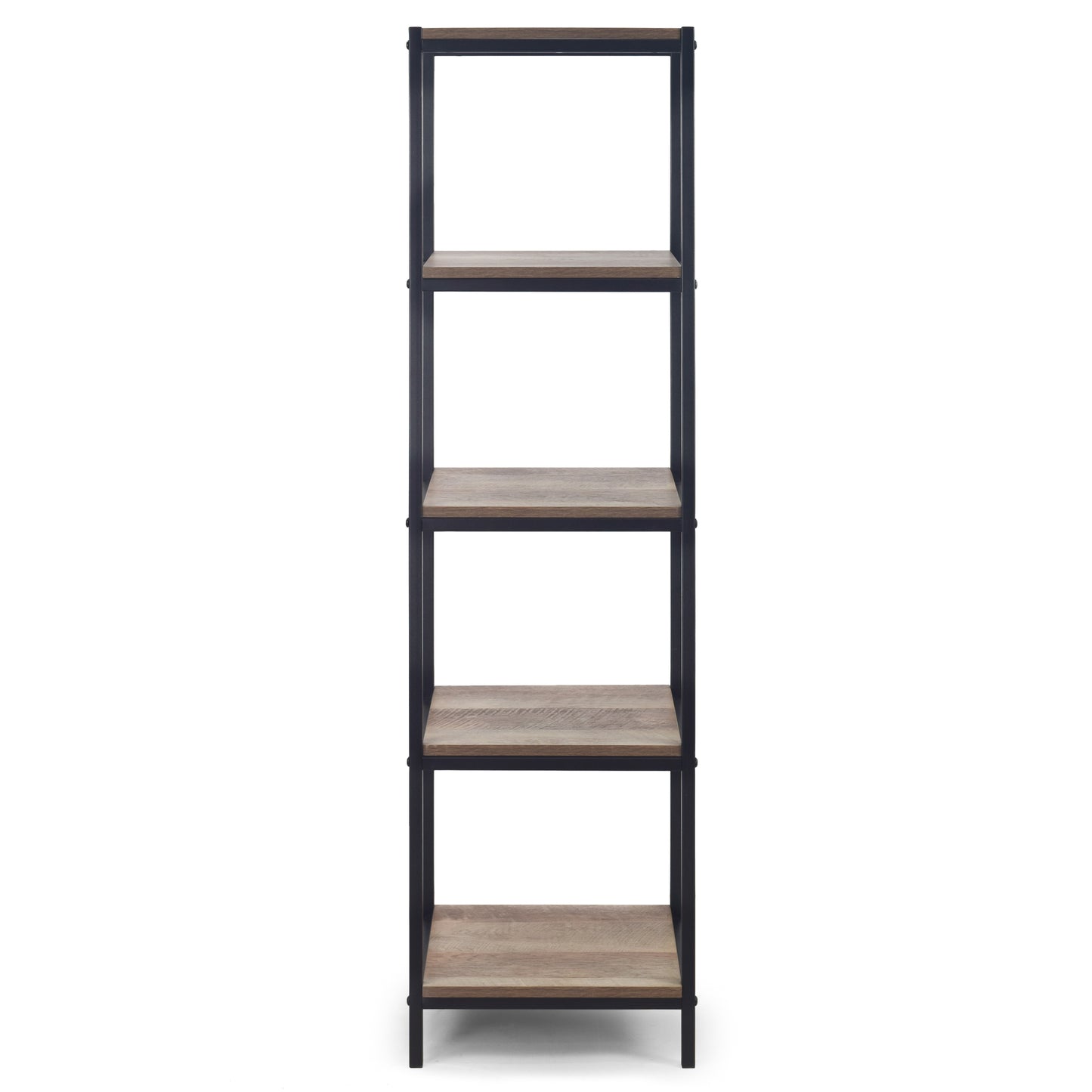 August 57.25 In. Light Brown Shelf Etagere Bookcase Media Center with Metal Frame