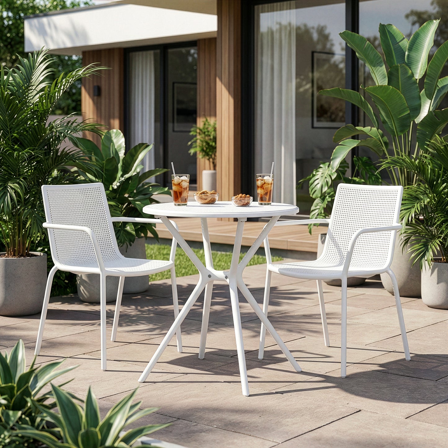 Bates White Plastic Round Dining Table