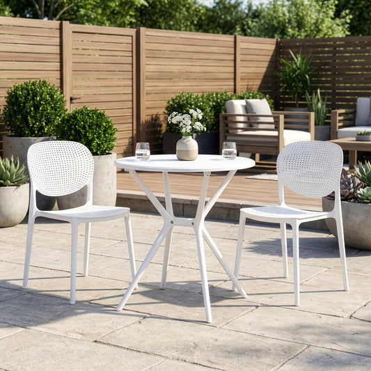 Bates White Plastic Round Dining Table