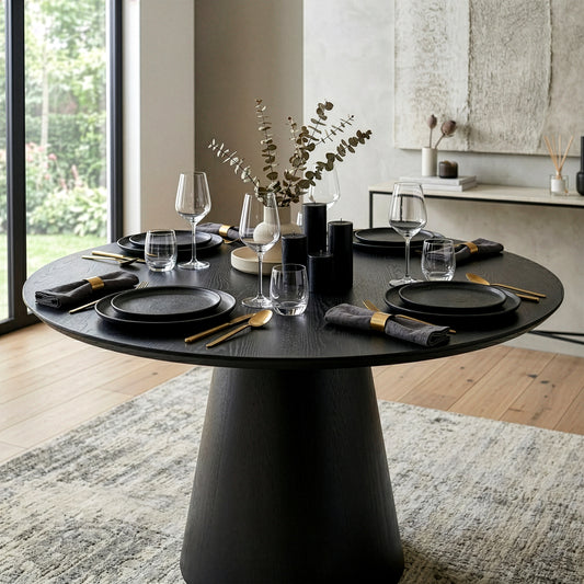 Blake Black Wash Round Wood Dining Table