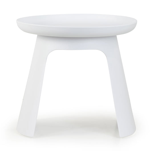 Balius White Plastic Round End Table