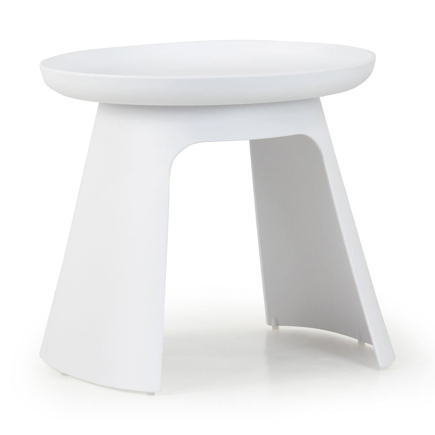 Balius White Plastic Round End Table